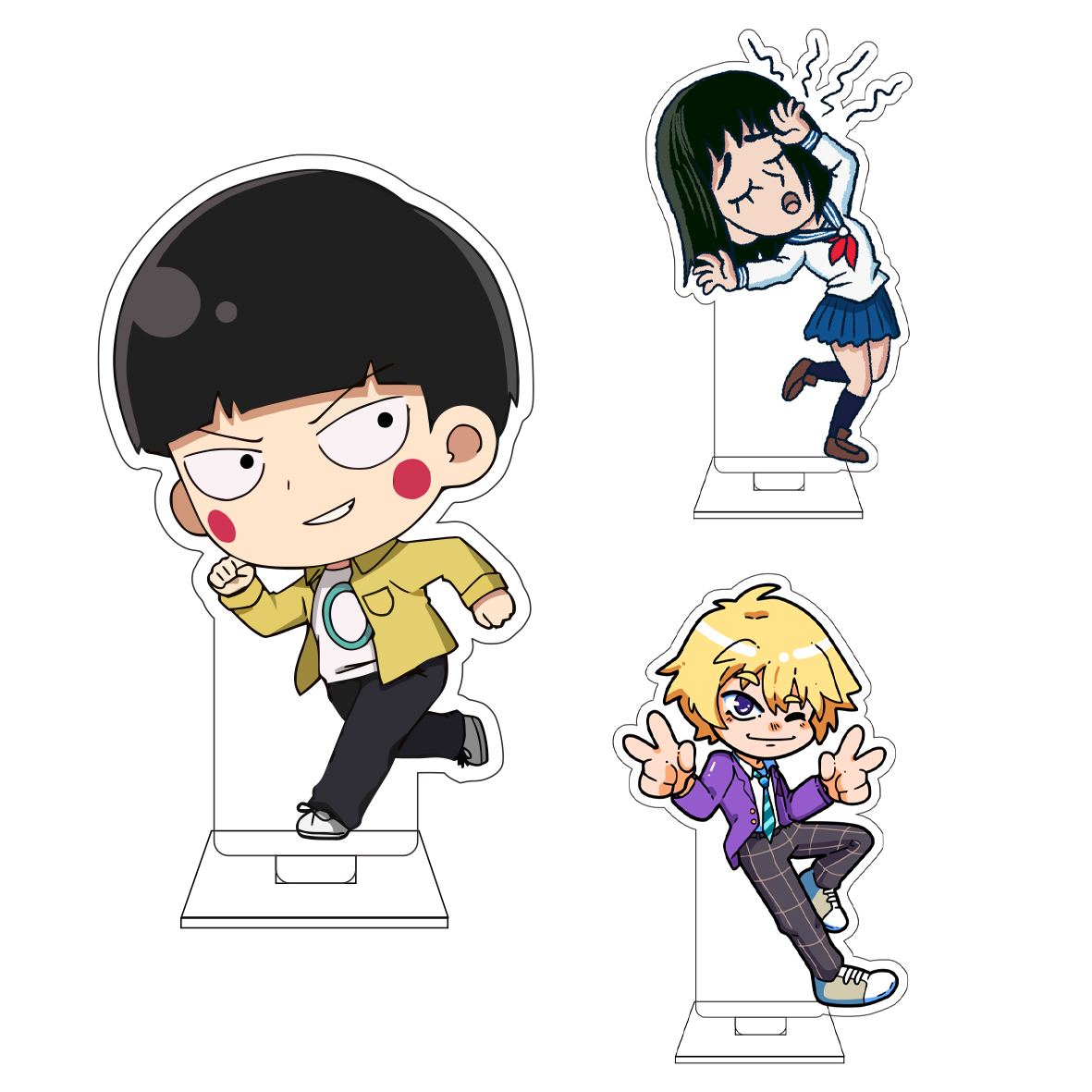 Anime Cosplay Prop - 10CMアニメ モブサイコ 百 コスプレ かわいいアクリルフィギュアスタンドプレート 雷電アタカタ
