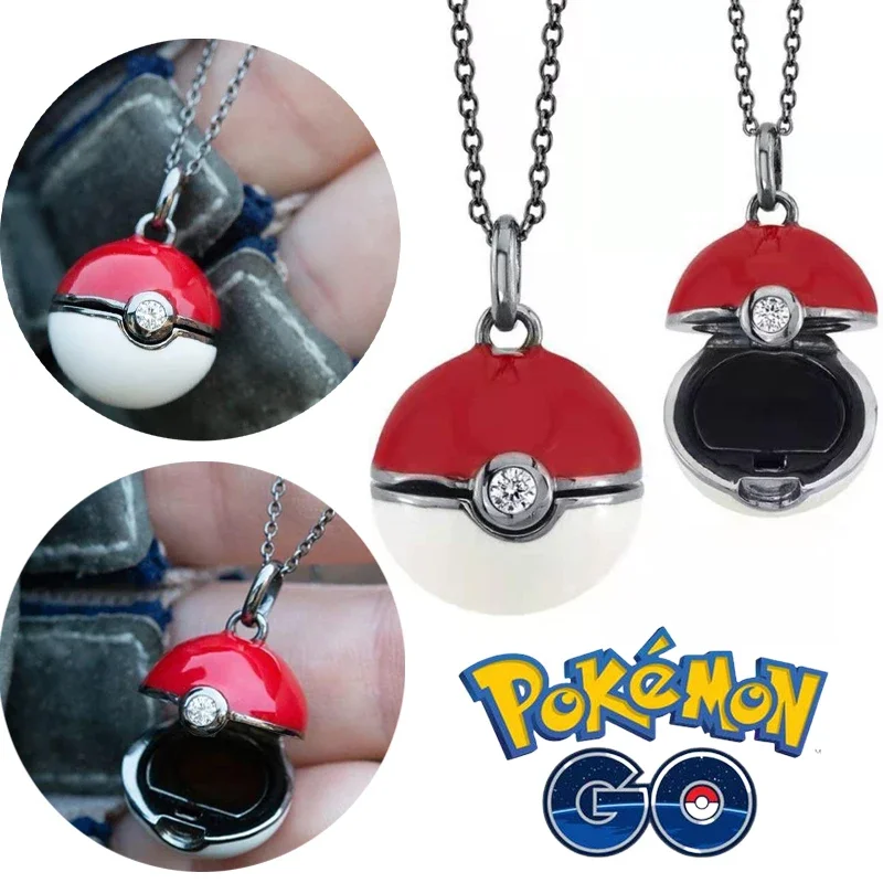 Pokeball Cosplay Prop - モンスターボールネックレスポケモンフィギュアアニメアクセサリーバックパックチャームコスプレジュエリーギフト用ガールフレンド子供のおもちゃ