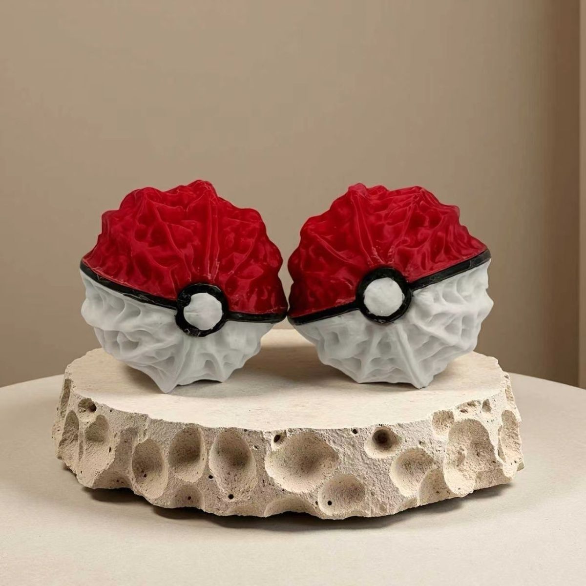 Pokeball Cosplay Prop - ポケモン ポケボール 3D ウォールナット レッドホワイト 形状