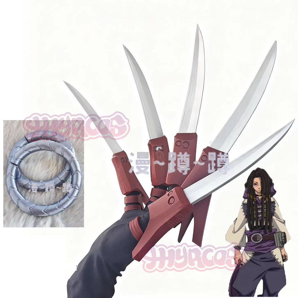 Cosplay Prop 3D Print Settings - Gachiakuta ジャバーウォンガーコスプレ小道具 3D 印刷シルバーブレスレットリング爪アクセサリーフルセットハロウィンパーティー大人用ウィッグ靴