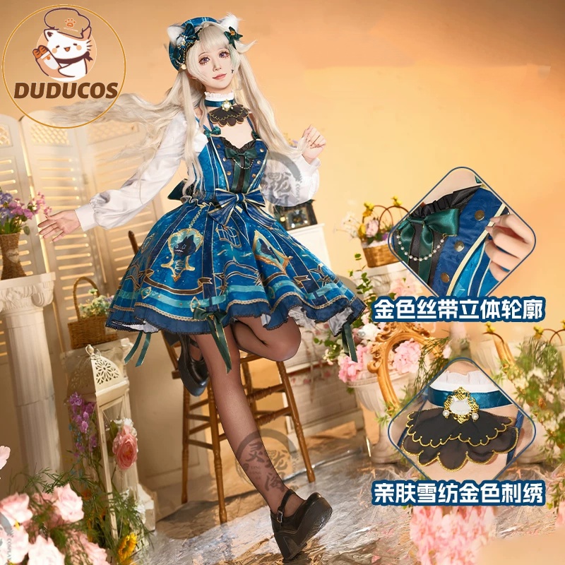 Cosplay Prop Bag - 原神インパクト リネット コスプレ衣装ウィッグドレス帽子帽子バッグ小道具フルセット女性男性用フォンテーヌハロウィンカーニバル