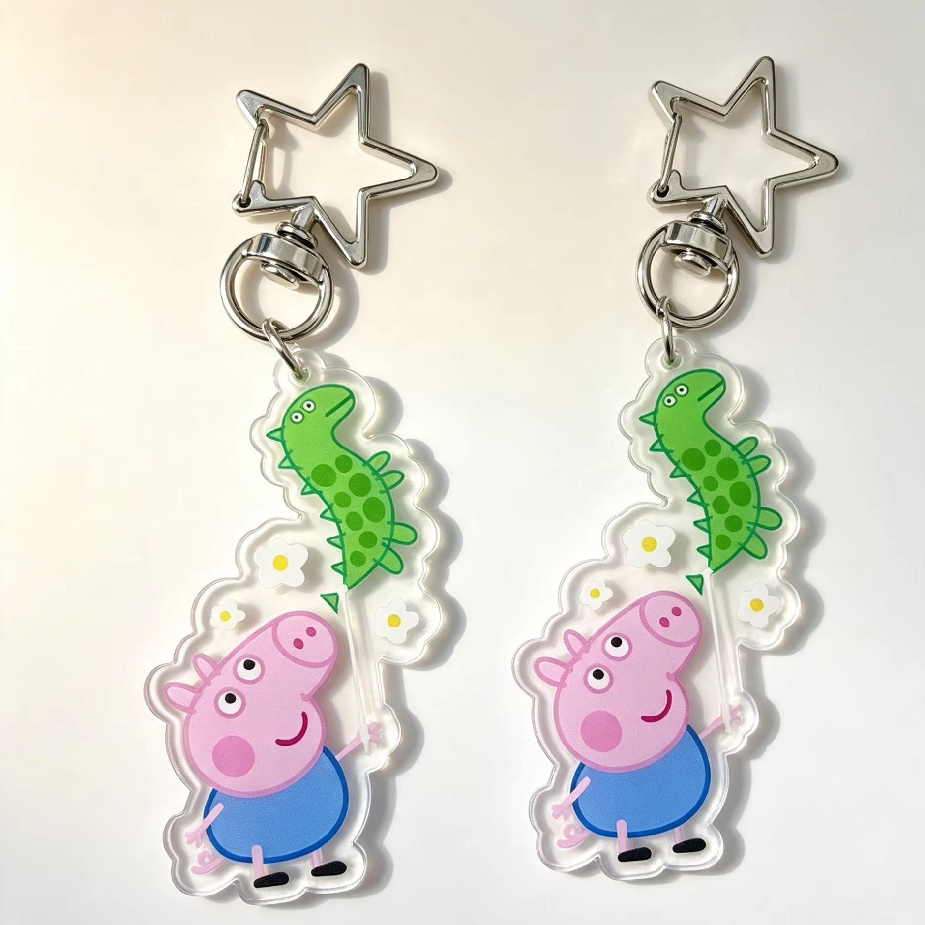 Cosplay Prop Diy - ペッパピッグ ジョージ アクリルフィギュアキーホルダー 鮮やかな漫画プリント 軽量 バッグ飾り