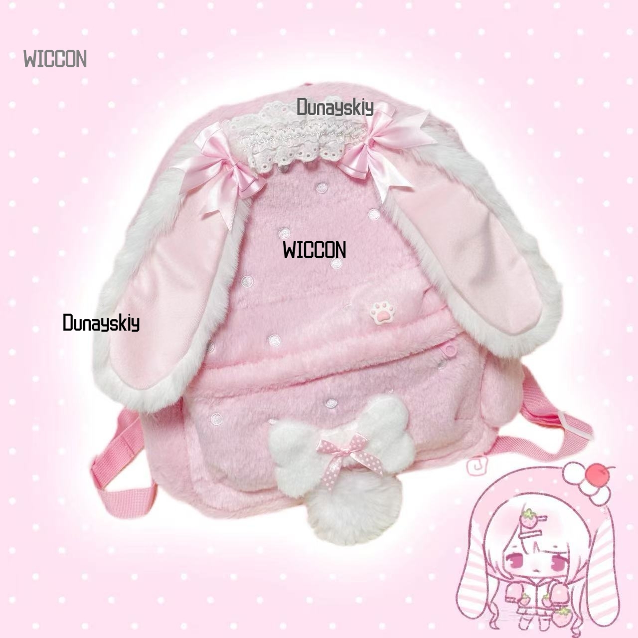 Jirai Kei ロリータ ウサギ耳 ストロベリー エンジ - Cosplay Prop Bag のレビューと価格