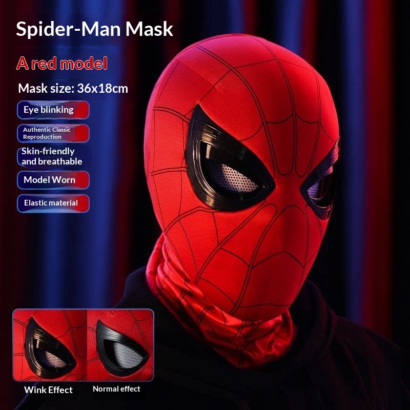 スパイダーマン ヘッドギア 可動式の目 クールなコスプレアク - Cosplay Prop Display のレビューと価格