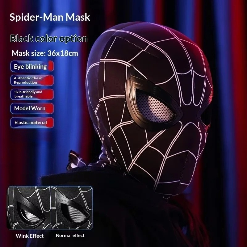 スパイダーマン ヘッドギア 可動式の目 クールなコスプレアク - Cosplay Prop Display のレビューと価格