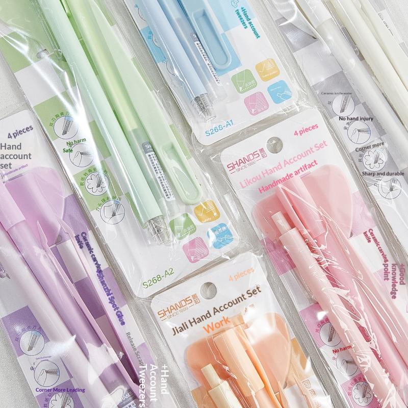 新しい 4 ピース/セット接着剤ペン彫刻ナイフピンセット小さ - Craft Knife Set のレビューと価格